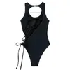 Costume da bagno da donna Slim Fit Costume da bagno da donna Stampa floreale Elastico Chic Scollo tondo Monokini da donna Indumento per attività acquatiche