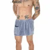 Clever-Menmode Männer Tragbare Handtuch Hosen Schlaf Bottoms Sexy Culottes Pyjamas Flauschige Nachtwäsche Sauna Tasche Dicke Homewear m3uw #