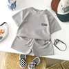 Clothing Sets Baby Outfit Set Boys Fashion Loose Leisure Suit Summer Children Solid Color Short-Sleeved Pants Clothes 2-10 Years Old