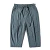 casual Shorts Man Cott Cropped Pants Solid Color Loose Harem Trousers Men's Summer Mid Waist Pockets Shorts Streetwear E0UA#