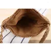 Bolsos de hombro 2024 bolsos de paja de luna con borlas de moda para mujer bolso de playa de verano bolso tejido Vintage hecho a mano de ratán para