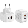 PD 20W Typ C USB-C-laddare US EU UK Plug QC3.0 USB Fast Charger Wall Charger för iPhone 15 11 12 13 14 Samsung Huawei