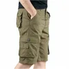 summer Men's Casual Cott Cargo Shorts Overalls Lg Length Multi Pocket Hot breeches Military Capri Pants Male Cropped Pants m6CJ#