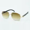 Nouvelle vente chaude style exquis 3524018 lunettes de soleil à lentilles micro-coupantes, lunettes à branches en bois noir naturel, taille: 18-135mm