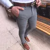 Мужские Fi повседневные брюки Social Busin Slim Fit Tight Lg Брюки Эластичность Формальный офисный костюм Dr Streetwear Одежда w79o #