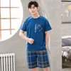 Trendyol Print Männlich Plaid Nachtwäsche Pyjamas für Männer Sommer Cott Dünne männer Pijama Hombre Sets Causual Bequeme Pyjama Homme 35Xt #