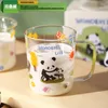 Bicchieri da vino KAWASIMAYA Tazza da acqua Panda originale Bicchieri in vetro borosilicato alto Succo graduato per bambini resistenti alla temperatura domestica