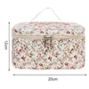 Bolsas de almacenamiento Bolsa de cosméticos Patrón floral Gran capacidad Doble cremallera suave Fácil de limpiar Organizador de maquillaje plegable