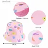 Wide Brim Hats Bucket Hats Bocca Childrens Bucket Hat Girl Boy Panama Fisherman Hat Childrens Baby 54cm Cute Printed Double sided Hat Summer Spring Sun Hat C24326