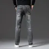 sulee Men's Brand Stretch Jeans 2023 New Busin Casual Slim Fit Denim Pants Smoky Grey Trousers Jeans Male e9QK#