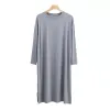 Modal Men's Round Neck Lg Light Lightgown ملابس نوم ملابس متوسطة LG بطول الركبة الناعم والمريح DRES L1XU#