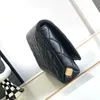 Bolsa de mão feminina designer 10a de alta qualidade couro genuíno 30cm bolsa com aba embelezada com pérolas
