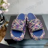 Straw Designer Women Sandals Płaska platforma pięta wełniane kapcie klapki klapki pikowane string