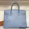 Bikns Designer Crocodile Leather Handbag Handmade 7A Cowhide Women's Leather 30 Pack Belly Women's Classic Pure Hand SewnD24E