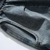Mäns 2024 Summer Blue Jeans stora fickor Elastisk midja Löst Casual Vintage Denim Shorts D3UJ#
