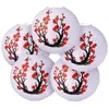 Flores decorativas 6 pacote 12 Polegada vermelho cereja lanterna de papel branco redondo chinês japonês lâmpada para casa decoração festa de casamento