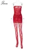 Joskaa Valentijnsdag Outfit voor vrouwen Black Red Lace Baddie 2 -delige sets Outfits Jaar Sexy Leggings Club Party Outfit 240326