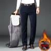 Hiver hommes épais chaud velours côtelé pantalons décontractés Busin Fi Style classique ajusté Versi polaire pantalon mâle marque vêtements W1OS #
