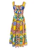 Летнее праздничное пляжное платье на бретельках женское с хлопковой подкладкой и чашкой с цветными блоками и эластичной застежкой-молнией с открытой спиной, миди, Vestidos 240325