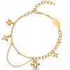 Bracelets de charme Bracelet lettre V Titanium acier fleur designer pour femmes bijoux de luxe cadeaux femme fille or argent rose en gros ne se décolore pas
