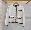 Spring 2024 new m-aje contrasting color edging metal buckle knitted single breasted jacket top for women
