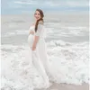 Summer Maternity Lace Dresses Boho Maternity Pography Dress Slash Neck Pregnancy Casual Long Dress 240315