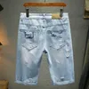 Zomer Nieuwe Fi Heren Denim Shorts Lichtblauw Persalized Patch Straat Hip Hop Gedragen Jeugd Korte Jeans W2PV #