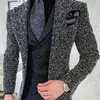 MENS Blazer Fashion Casual Lapel Collar Kieszeń klatki piersiowej Single Bered Tweed Oversize Business Marynta Elegancka 240307