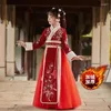 Vêtements ethniques Filles Hanfu Années chinoises Enfants Chaud Tang Costume Enfants Hiver Plus Veet Broderie Robe de soirée avec Cape Drop Delive Otr5R