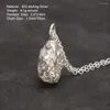 Pendant Necklaces Real 925 Sterling Silver Meteorite Shape Necklace Original Stone Surface Exquisite Fine Jewelry