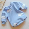 2024 Spring Baby Clothing Cloud Sweatshirt Romper Baby Girl Boys Långärmad bodysuitkläder född 0 till 12 månader 24m Jumpsuit 240326