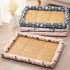 Lightweight Breathable Cooling Summer Cat Bed Pet Rattan Nest Mat Ice Dog Bed for Small Puppy Dogs