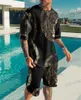 Herrspårar Summer European och American Tracksuits Overdimasy Mens Trend Casual Beach Style Texture 3D Digital Printing T-shirt Shorts Suit T240326