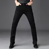 2024 MĘŻCZYZN FI Zimowe dżinsy czarne kolor Slim Fit Gruby Veet Spodnie ciepłe dżinsowe spodnie polarowe