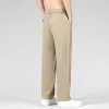 Summer Men's Stretch Casual Pants Thin Busin Elastic Midjebyxor Male Khaki Loose Straight Pantkläder plus storlek M-4XL G3JQ#