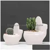 Planters Pots Creative Ceramic Toalett Flower Pot Diy Design Planter för succiterar Växter Trädgårdsskötsel Small Flowerpot Home Office Decor DHKMC