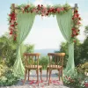 Decoration Sage Green Wedding Arch Chiffon Sheer Drapes for Baby Shower Birthday Party Backdrop Curtains Christmas Decoration Home Supplies