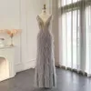 Corail dubaï dit sirène plumes Sharon robes de soirée pour les femmes de mariage Sier longue col en v bal robe formelle Ss225 mal