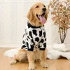 1PCカウグラフィックペットフリースクルーネックセーター秋と冬の犬の温かい服
