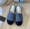 Sandali firmati Donna Tweed Pelle Paglia Sandali da donna Sandali da donna Sandali con zeppa Moda Beach Mule Scivolo casual