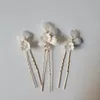Slbridal Crystal Pearls Ceramic Flower Bridal Hair Sware Accessories Подруги невесты Y240311