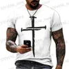 Men's T-Shirts Christian Mens Clothing T Shirts Oversized Vintage T Shirt Gothic Jesus Christ Cross 3D Print O-neck Tops Hip Hop Short Slve T240325