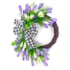 Decorative Flowers Cozy Wreath Spring Plaid Bowknot Door With Artificial For Home Decor Garden Hanging Bedroom Ornament Po Props