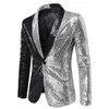 Glänsande trend paljett glitter blazer för män en knapp krage tuxedo jacka mens bröllop brudgum part prom scen kostym homme 240306