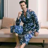 pyjama hommes printemps et automne soie style mince pyjama surdimensionné pyjamas à manches LG peignoirs en soie glacée vêtements de maison été 33fd #