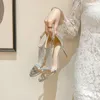 Rhinestone High Heels 2024 Nya kvinnors skor bröllopskor Sneakers Sexiga festskor Silver 8cm Fairy Womens skor 240326