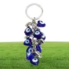 Turkish Blue Evil Eye Key Ring Charms Pendants Pendants Crafting Verre Keychain avec clés d'ornement suspendu accessoires de bijoux Amulet FO2785679