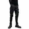 arens Techwear Pantalon cargo noir pour hommes Pantalon cargo Homme Japonais Streetwear Hip Hop Printemps Ribb Pocket Harajuku Fi f6Kx #