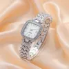 Fashionable Square Diamond Inlaid Digital Bracelet and Women's Watches for Students