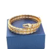 Gold Plated Snake Bangle for Women Men Charm Infinity Diamond Tennis Cuff Bracelets Designer Jewelry Fashion Party Wedding Gifts Couple Girls